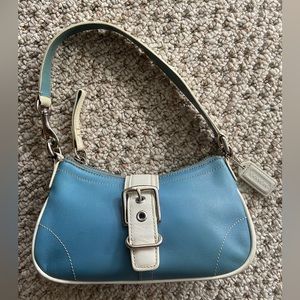 Coach Blue Hampton Leather Buckle Handbag
